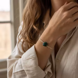 Armband med grön rå Apatit sten silver