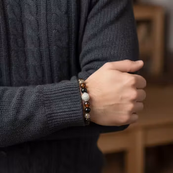 Brunt facettslipat Agat armband herr