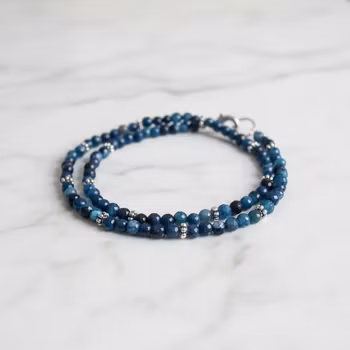 Blått facettslipat pärlarmband herr