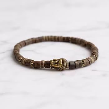 Brunt Buddha armband herr