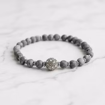 Grått pärlarmband herr