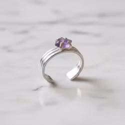 Silverring Rå Ametist