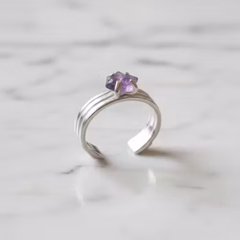 Silverring Rå Ametist