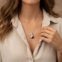 Halsband Fuchsit med rubin silver