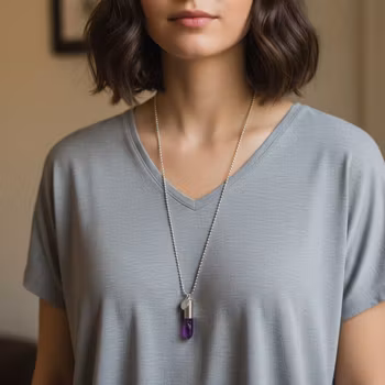 Crystal bullet halsband med lila kristall