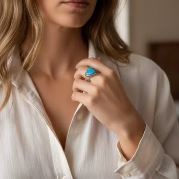 Silverring med hjärta Turkos