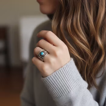 Bred Turkos ring silver