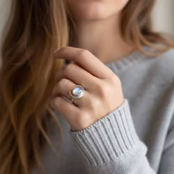 Regnbågsmånsten ring silver