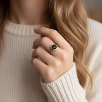 Svart silverring med Swarovski