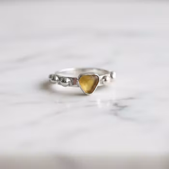 Orange Sjöglas ring silver