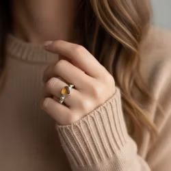 Orange Sjöglas ring silver