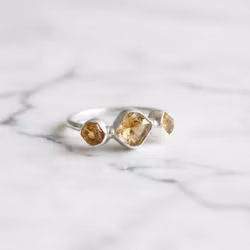 Kristallring rå gul Citrin silver