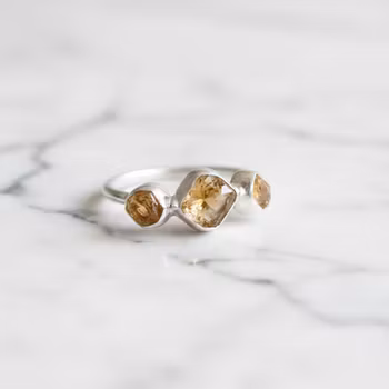 Kristallring rå gul Citrin silver