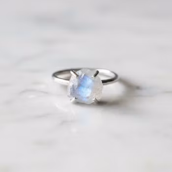 Rå Månsten ring silver