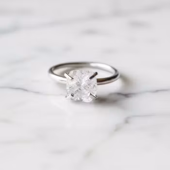 Rå klar kvarts kristall ring silver