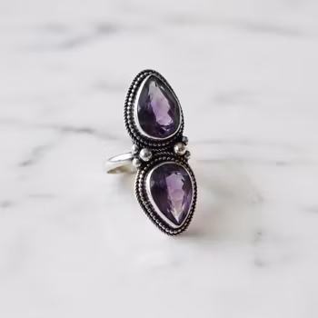 Statement ring Ametist silver