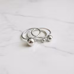 3-pack silverringar med kula