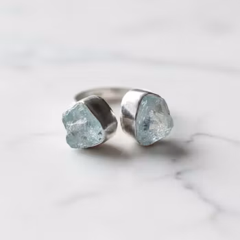 Rå akvamarin ring silver