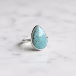 Ring med turkos droppe silver