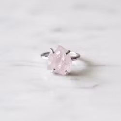 Rå Rosenkvarts ring silver