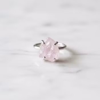 Rå Rosenkvarts ring silver