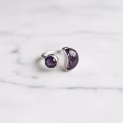 Silverring med Ametist halvmåne
