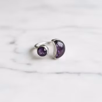 Silverring med Ametist halvmåne
