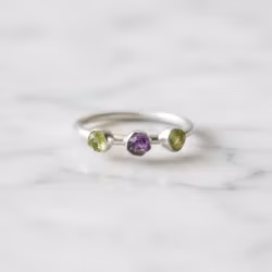 Peridot och Ametist ring silver