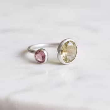 Öppen Turmalin ring silver