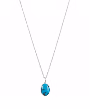 Halsband med oval Turkos sten silver