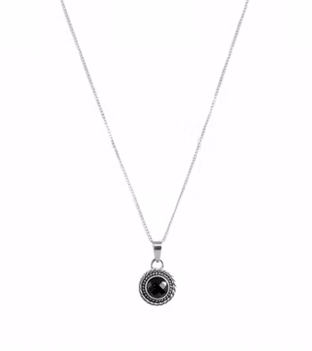 Silverhalsband med svart Onyx