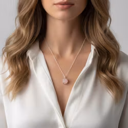 Rå Rosenkvarts halsband silver