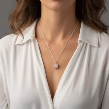 Rå Rosenkvarts halsband silver
