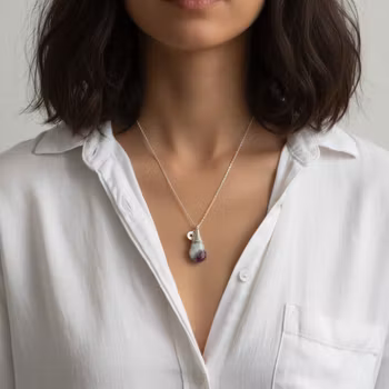 Halsband Fuchsit med rubin silver