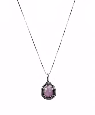 Rosa Safirhalsband silver