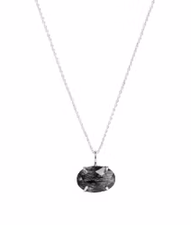 Halsband svart Rutilerad kvarts silver