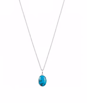Halsband med oval Turkos sten silver