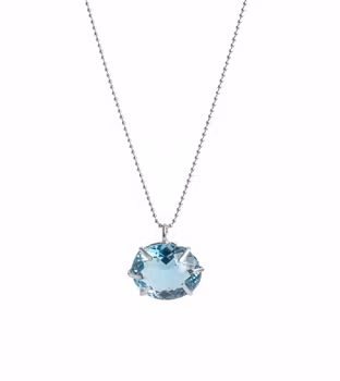 Silverhalsband med blå Topas sten