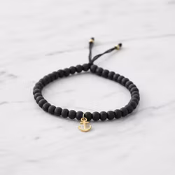 Svart trä armband med ankare herr