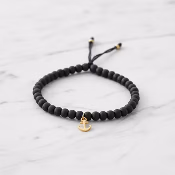 Svart trä armband med ankare herr