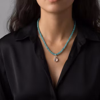 Blå apatit halsband silver