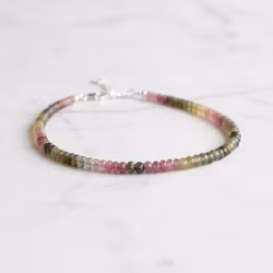 Kort Vattenmelon turmalin halsband silver