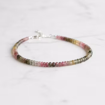 Kort Vattenmelon turmalin halsband silver