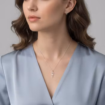 Silversmycken Ankh kors set