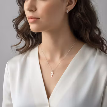 Silversmycken Ankh kors set
