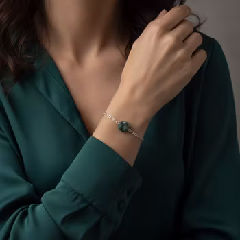 Armband med grön rå Apatit sten silver