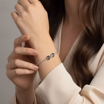 Silverarmband Svarta Turmalin stenar