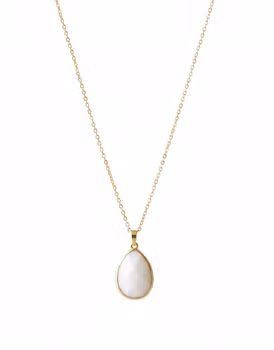 Guldpläterat halsband med vit Jade