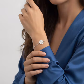 Silverarmband kedja och bricka