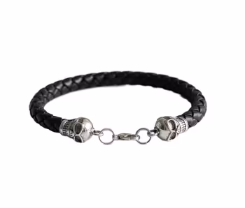 Svart tjockt läderarmband herr